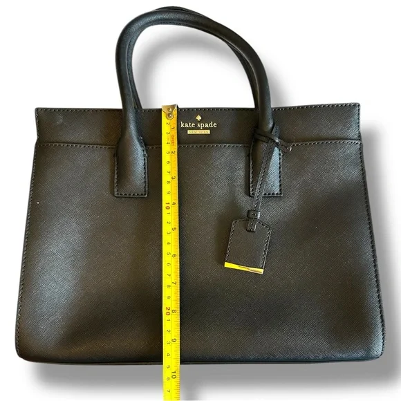 Kate Spade Black Cameron Street Candace handbag with striped strap & tassel - Picture 13 of 15